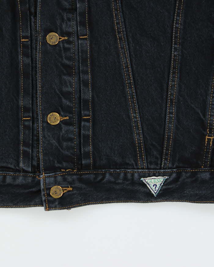 Vintage 1990s Guess Jeans Dark Indigo Wash Boxy Denim Jacket - L