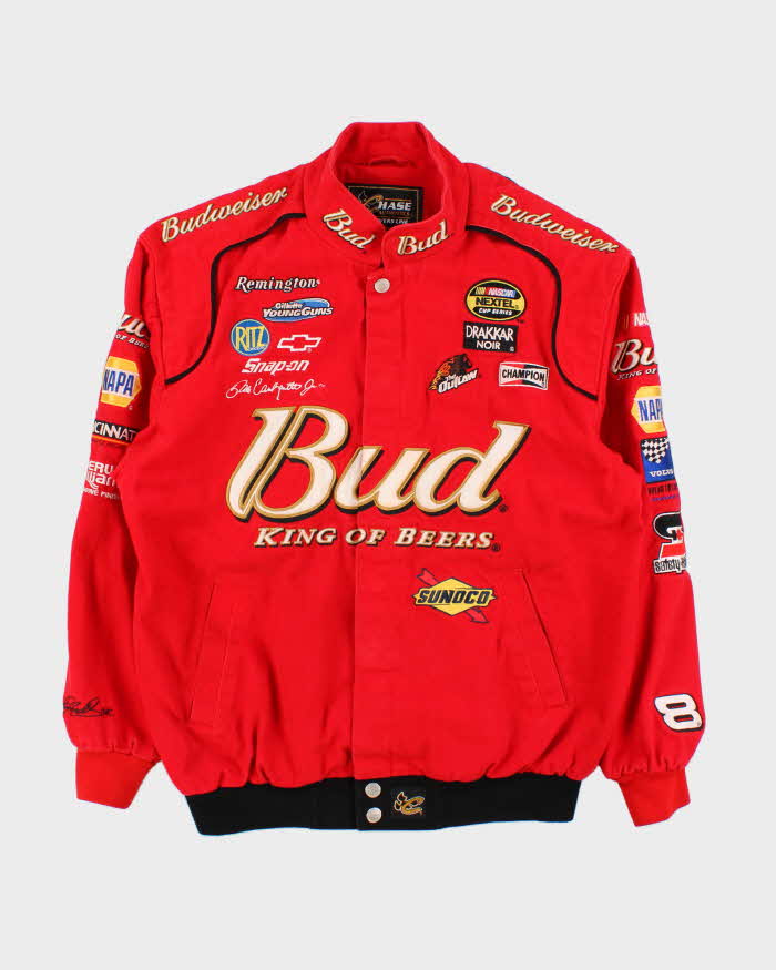 Vintage Y2K 00s Chase Authentics Drivers Line Dale Earnhardt Budweiser Nascar Bomber Jacket - M