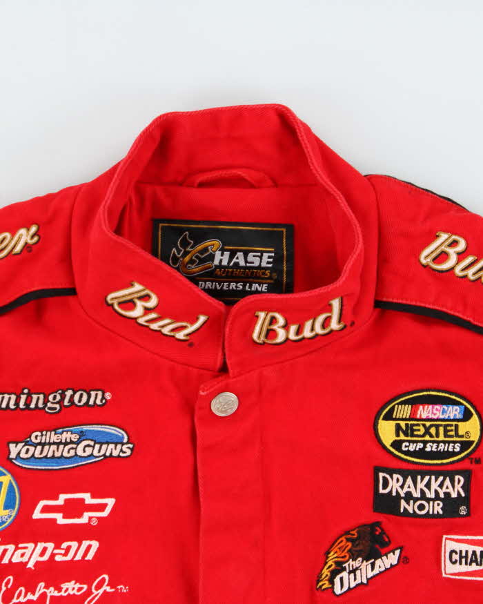 Vintage Y2K 00s Chase Authentics Drivers Line Dale Earnhardt Budweiser Nascar Bomber Jacket - M