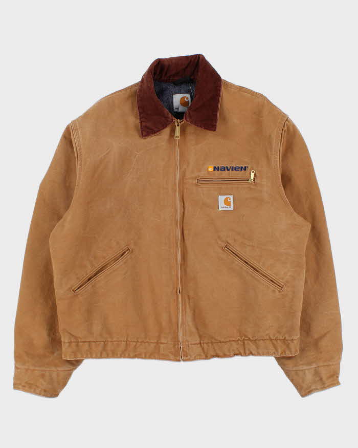 Vintage Carhartt J001 Detroit Blanket Lined Tan Made In USA Workwear Jacket - L