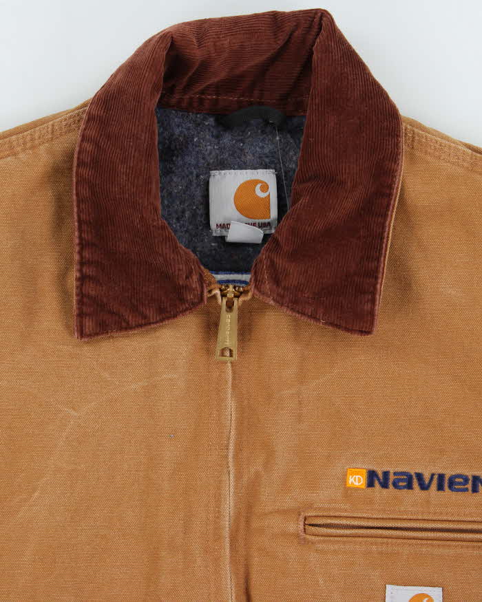 Vintage Carhartt J001 Detroit Blanket Lined Tan Made In USA Workwear Jacket - L
