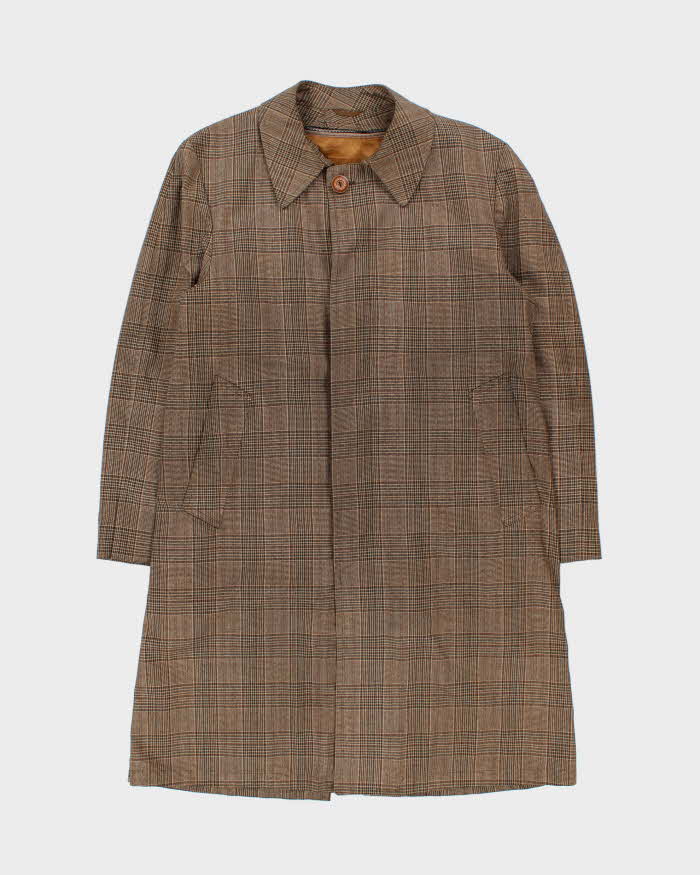 Vintage 1970s London Fog Wool Layer Lined Glen Check Over Coat - L