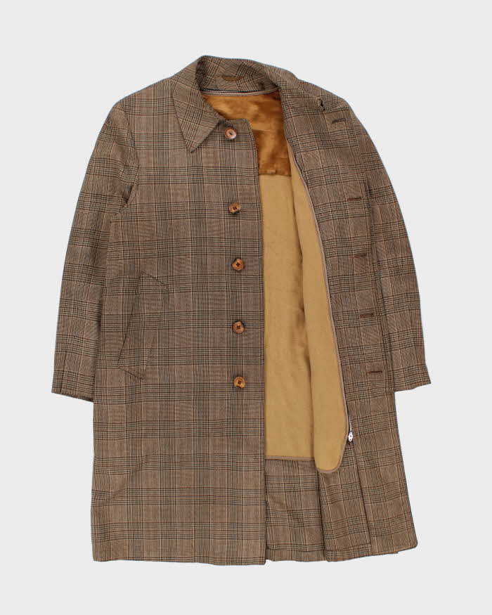 Vintage 1970s London Fog Wool Layer Lined Glen Check Over Coat - L