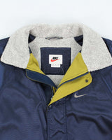 Vintage 1990s Nike Fleece Lined Satin Shell Big Swoosh Padded Coat - M