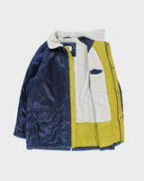 Vintage 1990s Nike Fleece Lined Satin Shell Big Swoosh Padded Coat - M