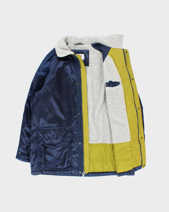 Vintage 1990s Nike Fleece Lined Satin Shell Big Swoosh Padded Coat - M
