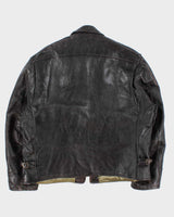 Vintage 1950s Durable Made In USA Horsehide Leather Shearling Biker Jacket - L