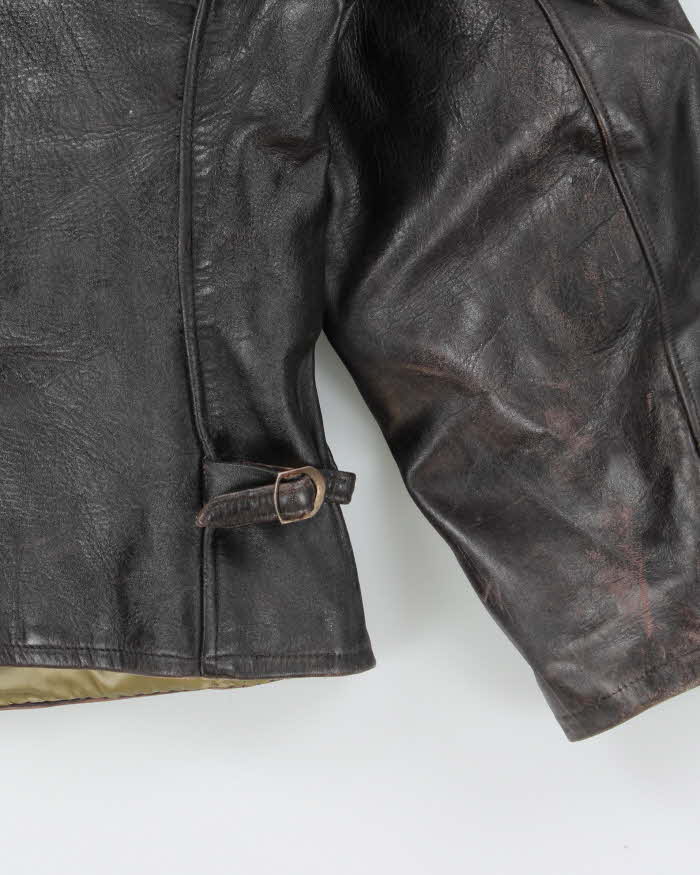 Vintage 1950s Durable Made In USA Horsehide Leather Shearling Biker Jacket - L