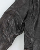 Vintage 1950s Durable Made In USA Horsehide Leather Shearling Biker Jacket - L