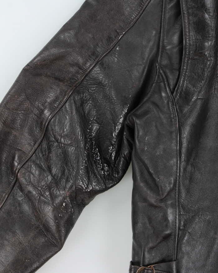 Vintage 1950s Durable Made In USA Horsehide Leather Shearling Biker Jacket - L