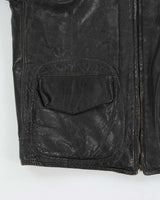 Vintage 1950s Sportsmaster Made In USA Lightning Zipper Horsehide Leather Shearling Biker Jacket - M