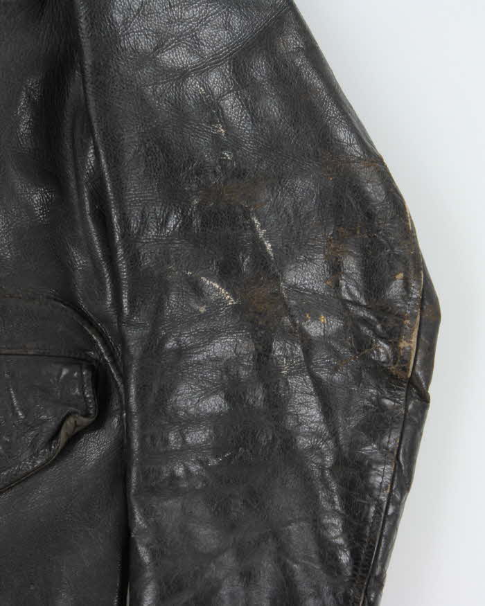 Vintage 1950s Sportsmaster Made In USA Lightning Zipper Horsehide Leather Shearling Biker Jacket - M