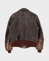 Vintage 1940s 'Genuine American Leather Sportswear' Made In USA Horsehide Quilt Lined Biker Jacket - S