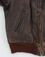 Vintage 1940s 'Genuine American Leather Sportswear' Made In USA Horsehide Quilt Lined Biker Jacket - S