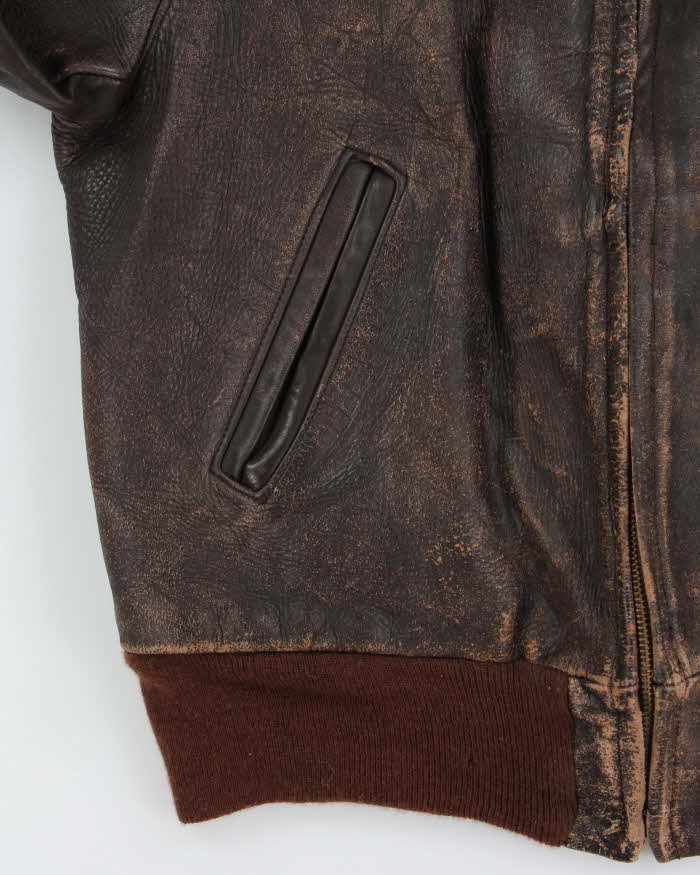 Vintage 1940s 'Genuine American Leather Sportswear' Made In USA Horsehide Quilt Lined Biker Jacket - S