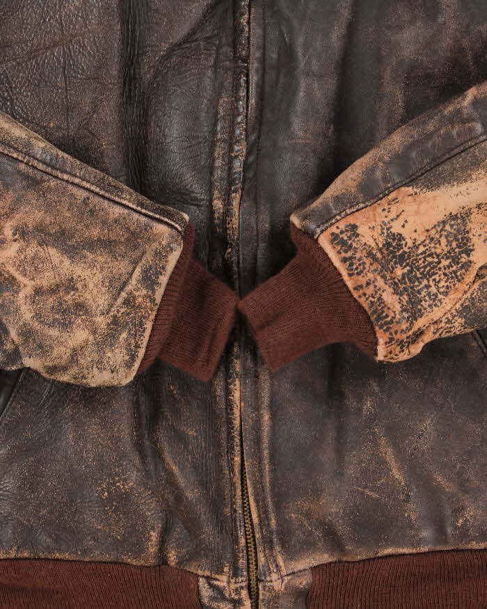 Vintage 1940s 'Genuine American Leather Sportswear' Made In USA Horsehide Quilt Lined Biker Jacket - S