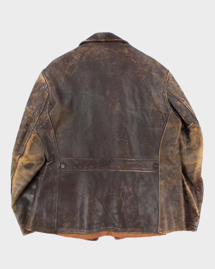 Vintage 1940s Top Craft Made In USA Horsehide Leather Motorcycle Biker Jacket - L