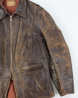 Vintage 1940s Top Craft Made In USA Horsehide Leather Motorcycle Biker Jacket - L