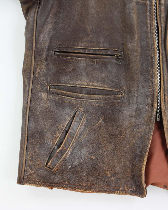 Vintage 1940s Top Craft Made In USA Horsehide Leather Motorcycle Biker Jacket - L