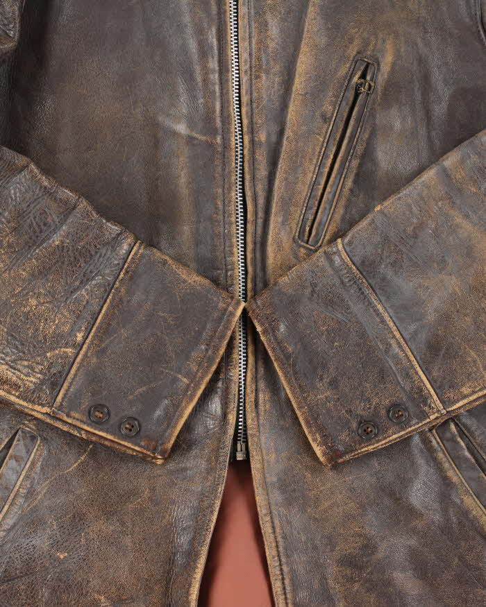 Vintage 1940s Top Craft Made In USA Horsehide Leather Motorcycle Biker Jacket - L