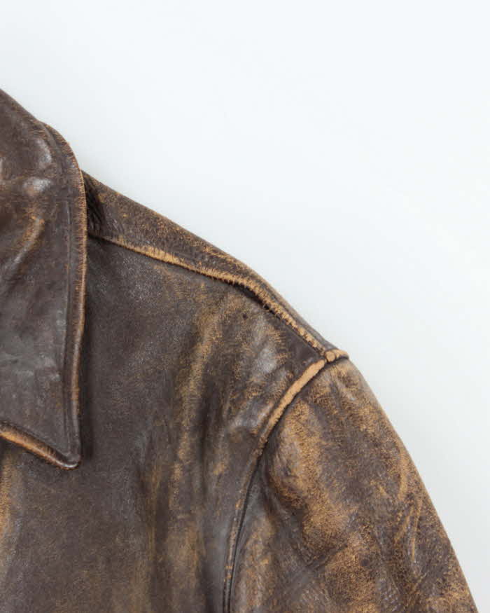 Vintage 1940s Top Craft Made In USA Horsehide Leather Motorcycle Biker Jacket - L