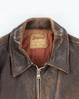 Vintage 1940s Top Craft Made In USA Horsehide Leather Motorcycle Biker Jacket - L