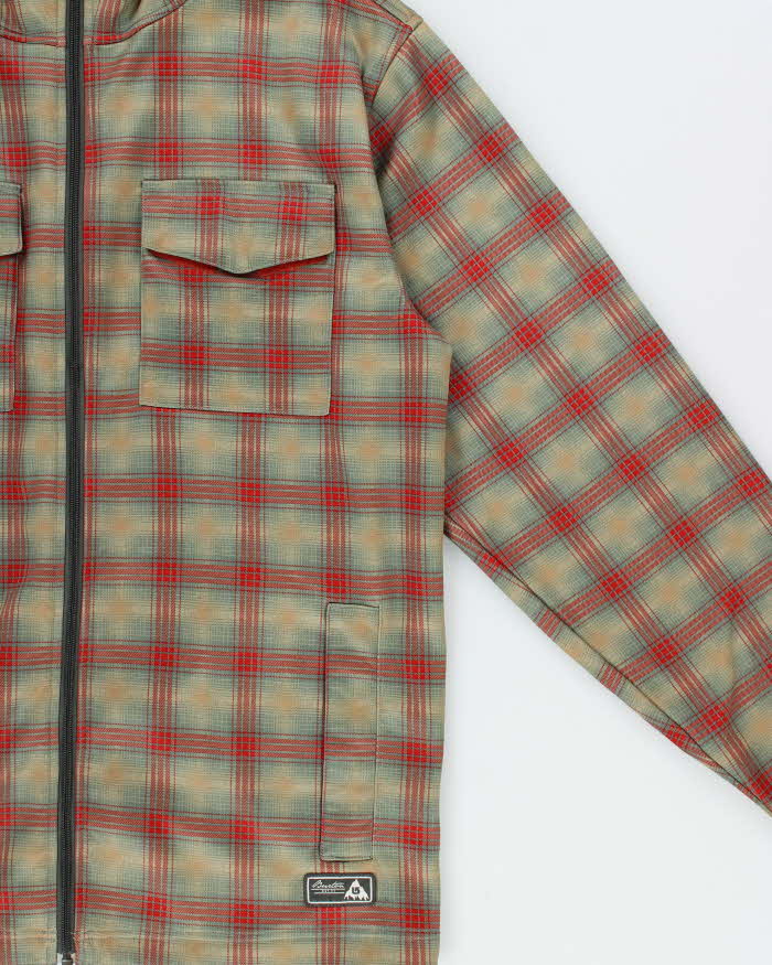 Vintage Y2K 00s Burton Biltmore System Fleece Lined Plaid Hooded Ski Jacket - L