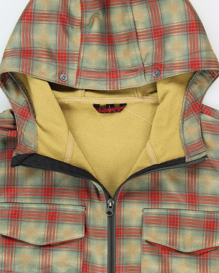 Vintage Y2K 00s Burton Biltmore System Fleece Lined Plaid Hooded Ski Jacket - L