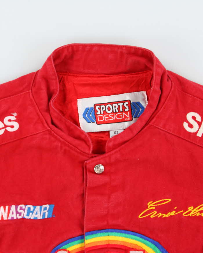 Vintage 1998 Ernie Irvan Skittles Racing Nascar Heavyweight Made In USA Bomber Jacket - XL