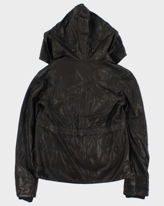 Vintage Diesel Liquid Space Cropped Oversize Hood Lamb Leather Jacket - M