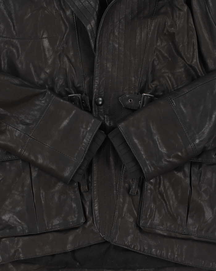 Vintage Diesel Liquid Space Cropped Oversize Hood Lamb Leather Jacket - M