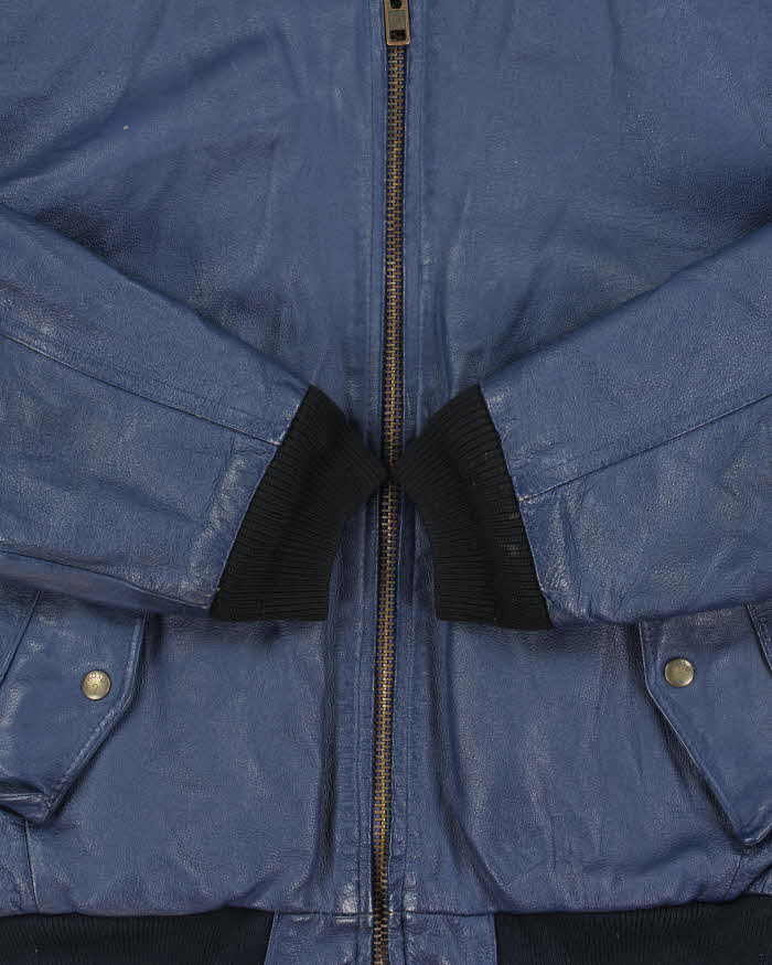 Vintage 1991 Michael Haban Where Mi US Navy Leather Bomber Jacket - M