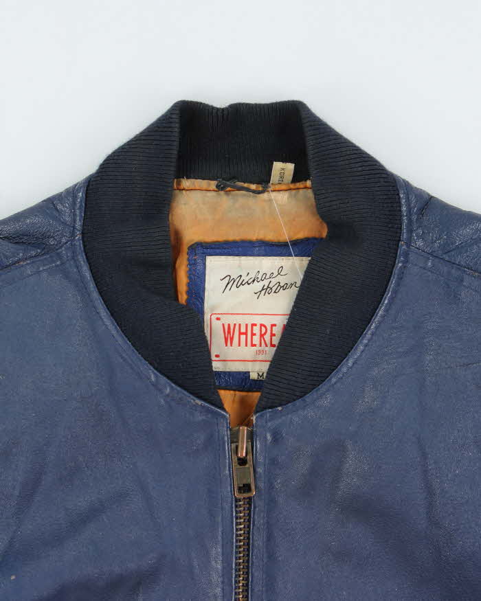 Vintage 1991 Michael Haban Where Mi US Navy Leather Bomber Jacket - M