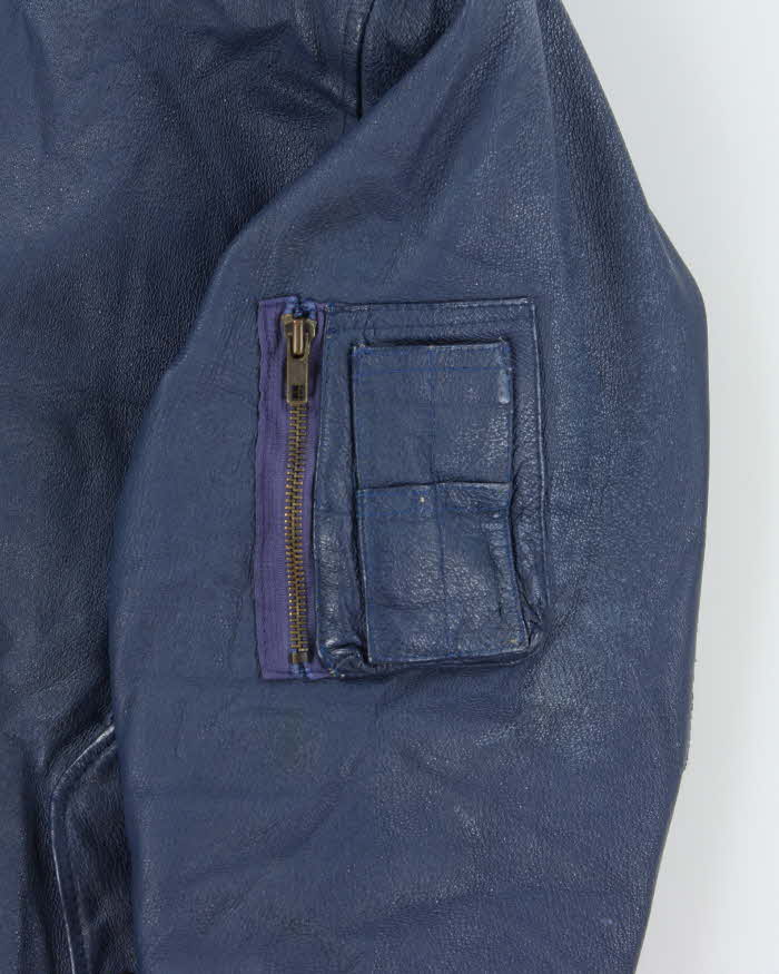 Vintage 1991 Michael Haban Where Mi US Navy Leather Bomber Jacket - M