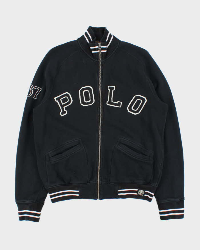 Vintage Polo Ralph Lauren 67 Embroidered Patch Logo Cotton Varsity Jacket - M