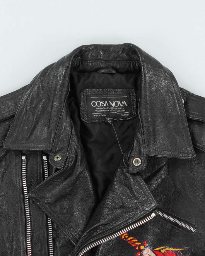 Vintage 1990s Cosa Nova Die Hard Double Zip Classic Leather Biker Jacket - S