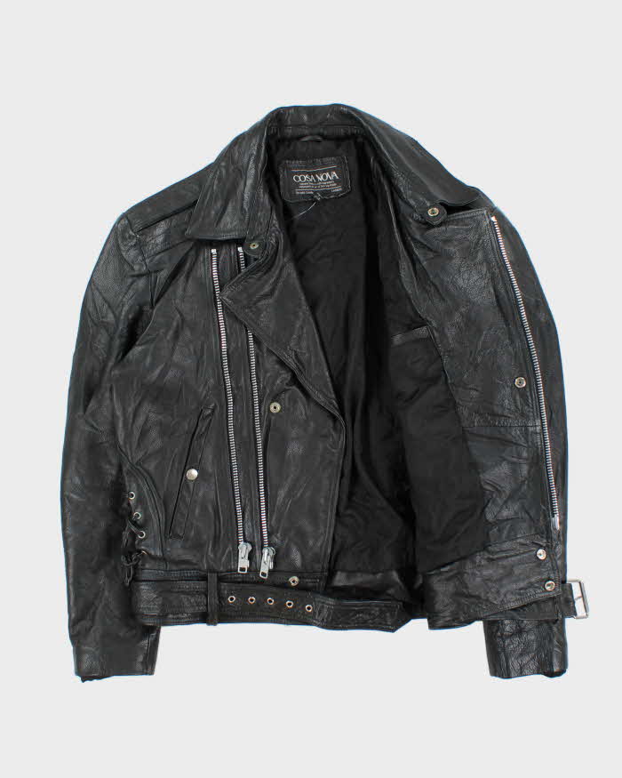 Vintage 1990s Cosa Nova Die Hard Double Zip Classic Leather Biker Jacket - S