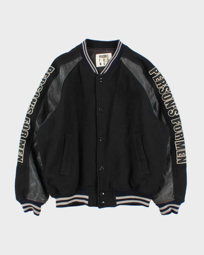 Vintage 1990s Person's Japan Wool Leather Varsity Bomber Jacket - M