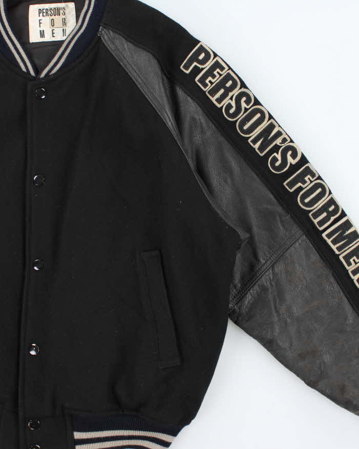 Vintage 1990s Person's Japan Wool Leather Varsity Bomber Jacket - M
