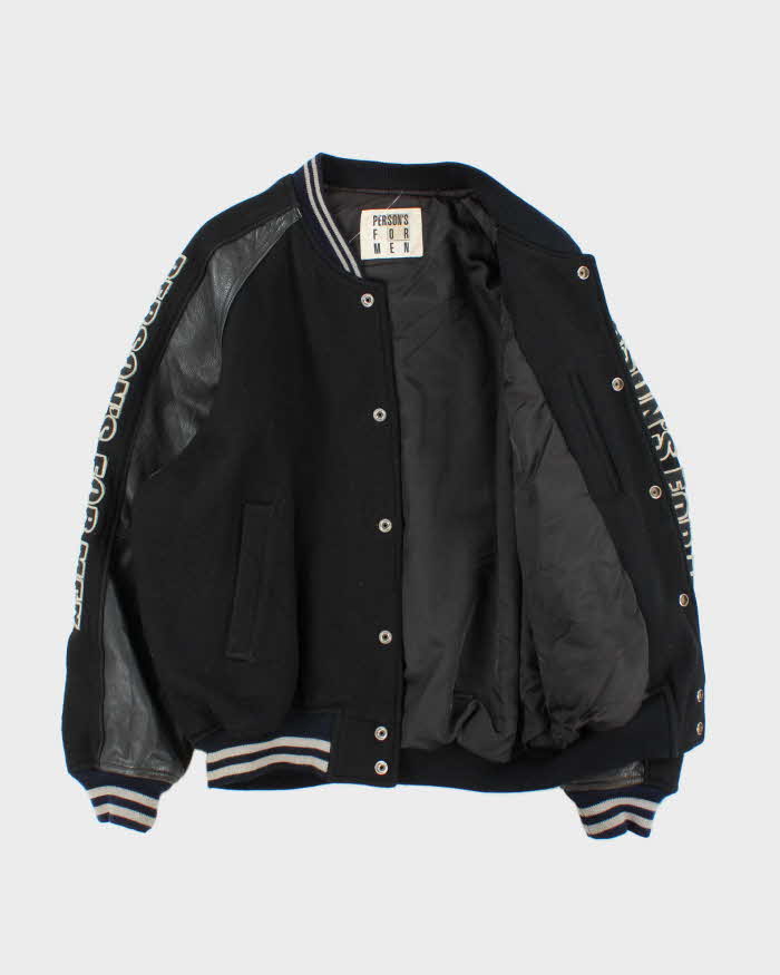 Vintage 1990s Person's Japan Wool Leather Varsity Bomber Jacket - M