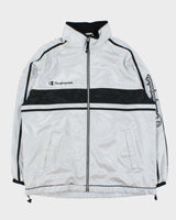 Vintage 1990s Champion Silver Canvas Shell Windbreaker Jacket - XL