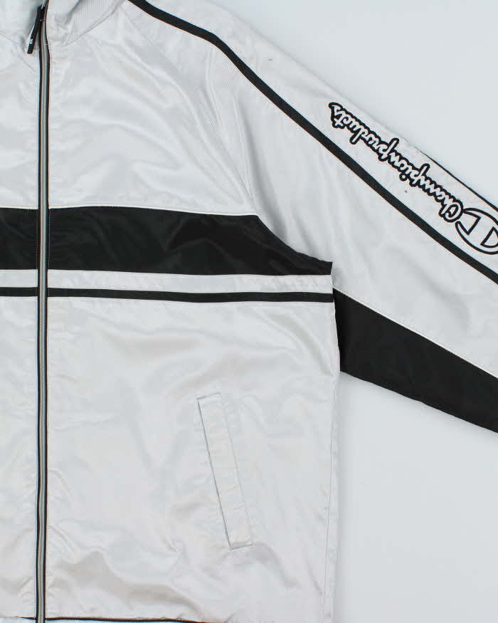 Vintage 1990s Champion Silver Canvas Shell Windbreaker Jacket - XL