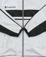 Vintage 1990s Champion Silver Canvas Shell Windbreaker Jacket - XL