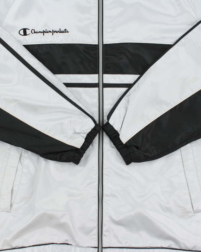 Vintage 1990s Champion Silver Canvas Shell Windbreaker Jacket - XL