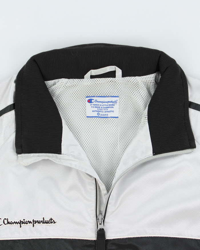 Vintage 1990s Champion Silver Canvas Shell Windbreaker Jacket - XL