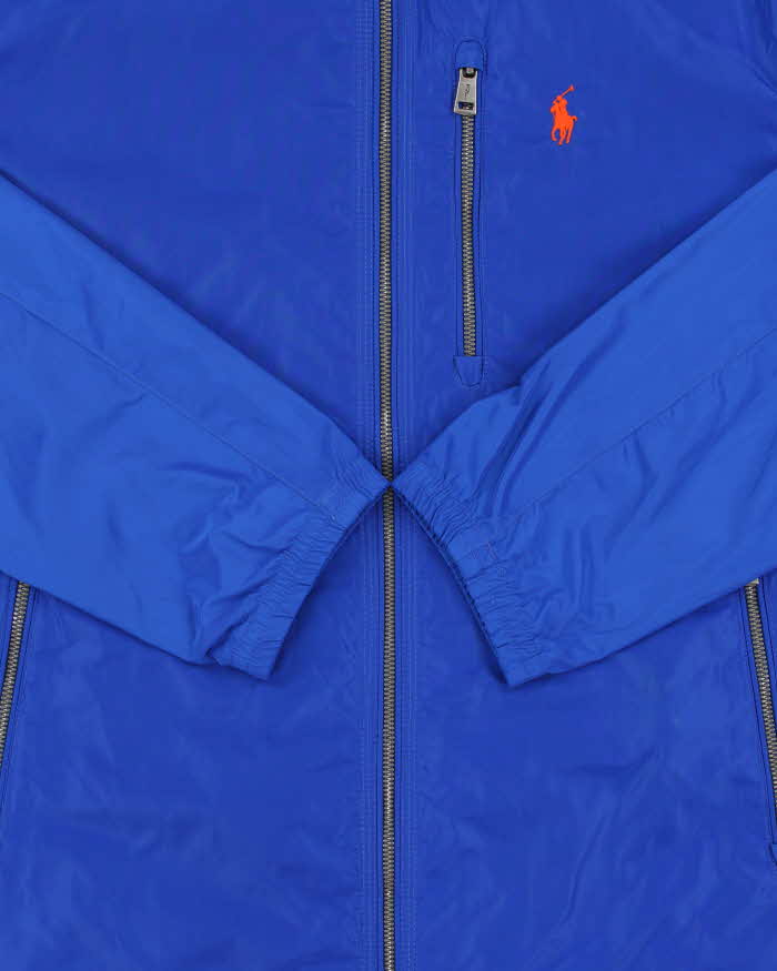 Vintage Polo Ralph Lauren Cobalt Blue Hooded Shell Windbreaker Jacket - M