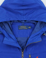 Vintage Polo Ralph Lauren Cobalt Blue Hooded Shell Windbreaker Jacket - M