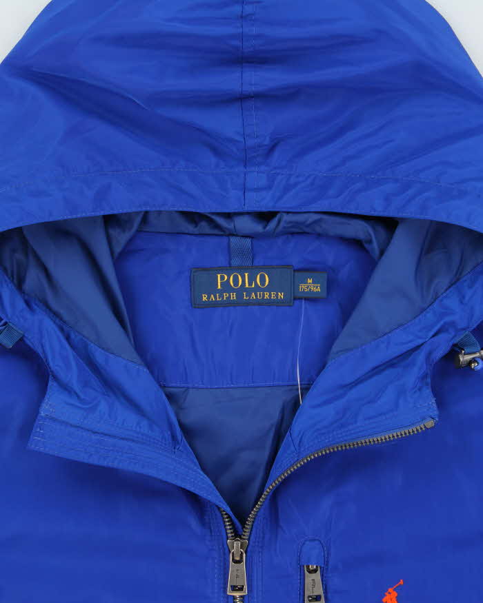 Vintage Polo Ralph Lauren Cobalt Blue Hooded Shell Windbreaker Jacket - M