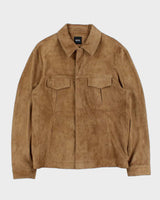 Vintage Y2K 00s Hugo Boss Tan Lamb Suede Buttoned Jacket - L