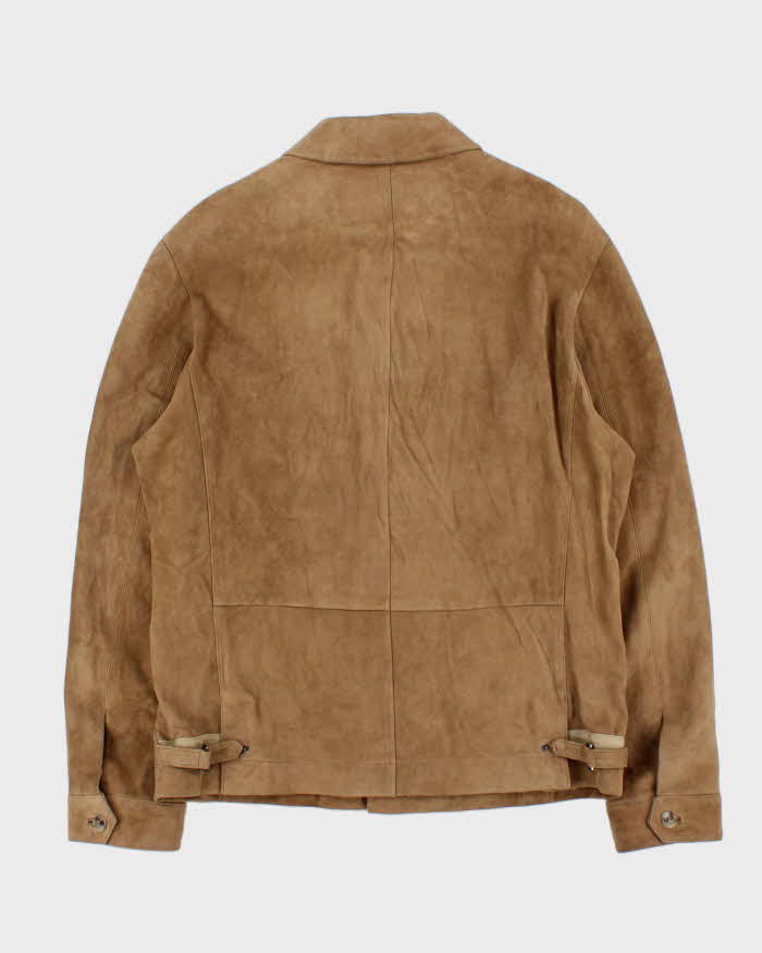 Vintage Y2K 00s Hugo Boss Tan Lamb Suede Buttoned Jacket - L